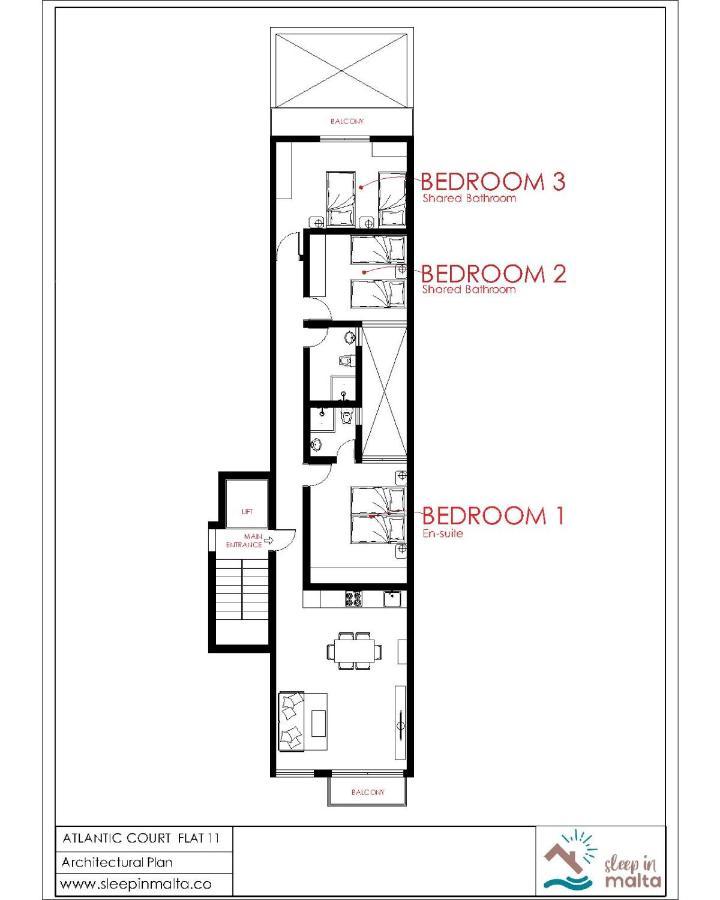 F11 Room 2, Private Room Two Single Beds Shared Bathroom In Shared Flat 姆西达 外观 照片